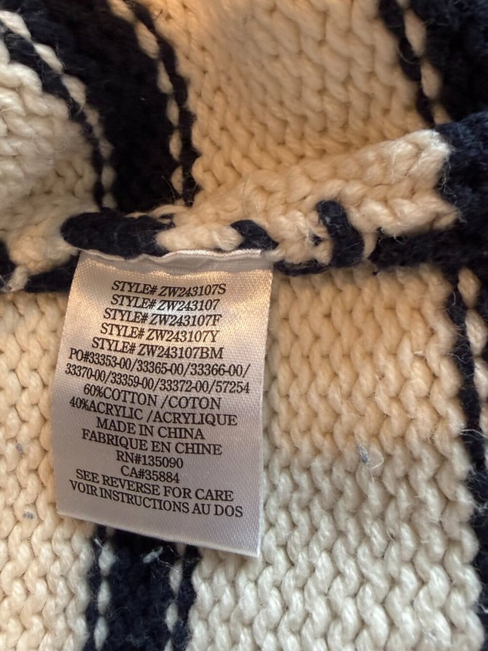 Z Supply Women’s Small Cream Navy Striped Crewneck Sweater Nautical Coastal View 6